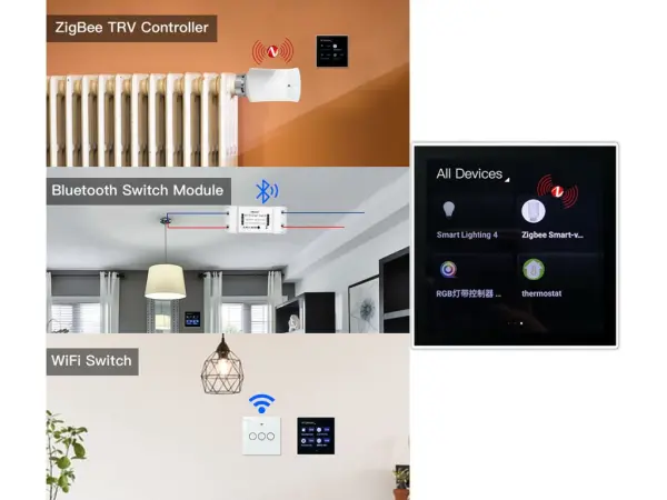 tuya chytry ovladaci dotykovy display s branou smoot air zigbee pst-t6e, bily 