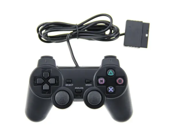 dratovy herni ovladac pro ps2, gamepad playstation 2, cerna barva