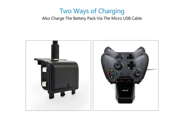 nabijeci stanice mimd-428 pro 2 ovladace + 2x baterie pro xbox one - black (xone)