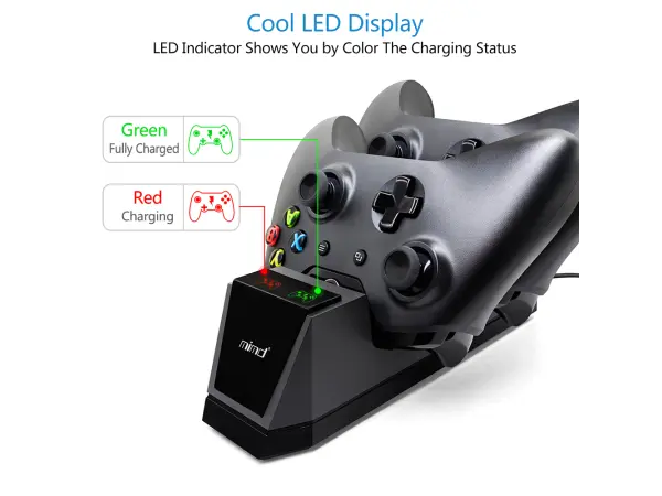 nabijeci stanice mimd-428 pro 2 ovladace + 2x baterie pro xbox one - black (xone)