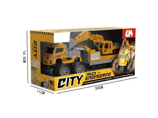 stavebni truck s rypadlem | hracka city engineering, delka 27cm