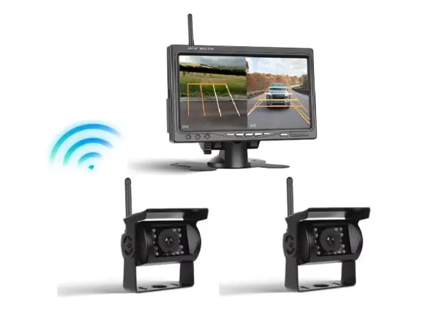 Wifi parkovac� set TRUCK A4008, 2x 18LED kamera s LCD 7" splitscreen monitorem