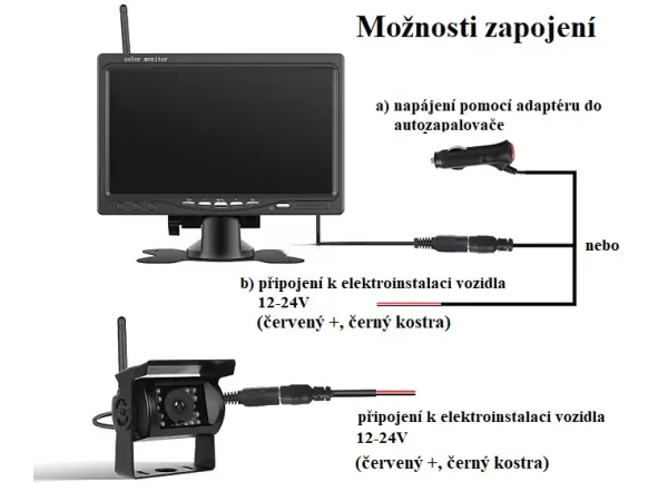 Wifi parkovac� set TRUCK A4008, 2x 18LED kamera s LCD 7" splitscreen monitorem