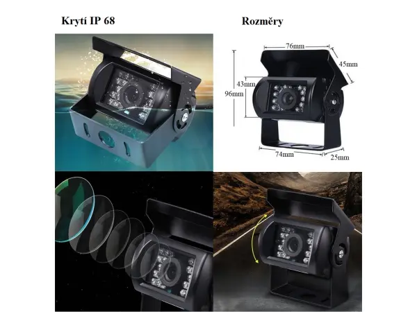 parkovaci system truck l0210, 2x18ir led cctv kamera s 7" lcd split displejem