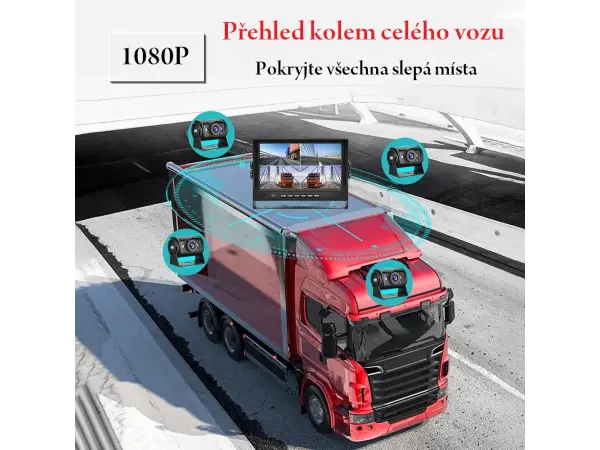 parkovaci system ahd truck a3153, 4x kamera, 9" lcd split displejem s nahravanim
