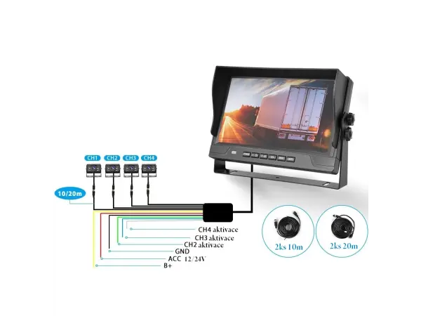 parkovaci system ahd truck a3153, 4x kamera, 9" lcd split displejem s nahravanim
