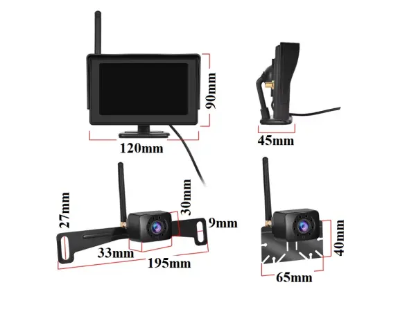 wifi parkovaci set a3164, monitorem 4,3", kamera s nocnim videnim s drzakem na spz