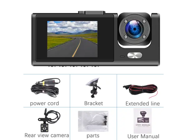 dvr 2" lcd kamera w7747 do auta s dvojitym objektivem black box dash cam hd 1080p 