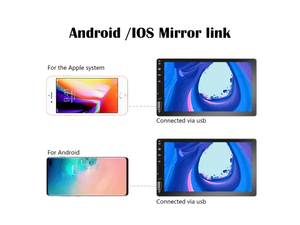 2din autoradio 7" touch screen, q3161, carplay, android auto, mp5, fm usb bt