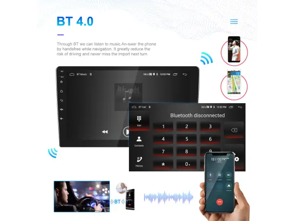 2din autoradio 10,1" lcd a3196 2gb+64gb android 13, prehravac s gps wifi bt fm phone link usb