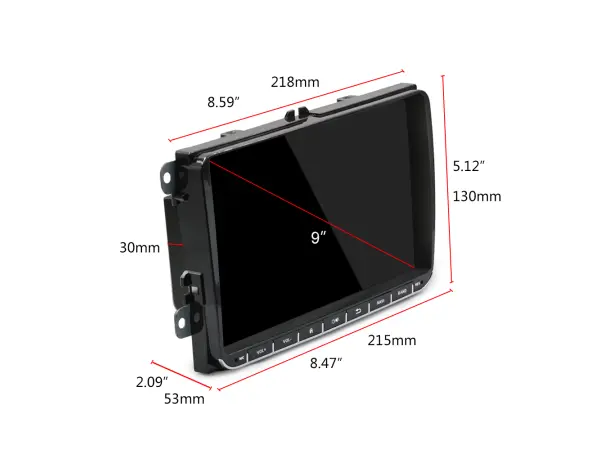 autoradio 9"lcd a2318 android 9,0 - podpora 4g bt gps wifi pro vw passat golf  skoda