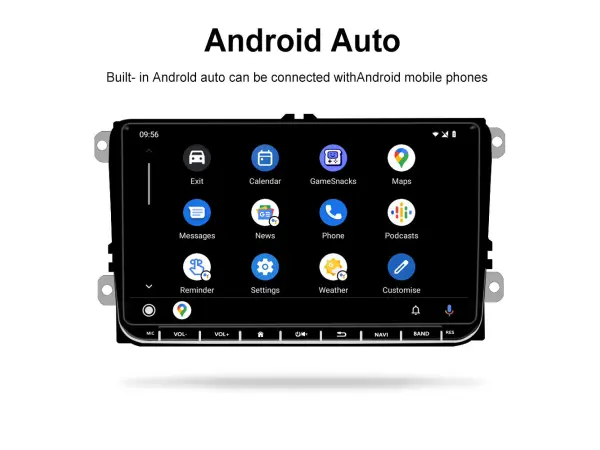 2din autoradio 9" lcd a3041  2+32gb android 13 carplay android auto gps wifi fm rds pro vw/passat/golf/mk5/mk6/jetta t5