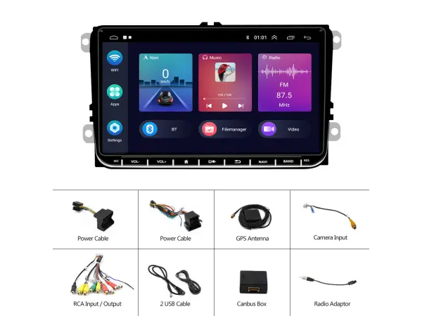 2din autoradio 9" lcd a3041  2+32gb android 13 carplay android auto gps wifi fm rds pro vw/passat/golf/mk5/mk6/jetta t5