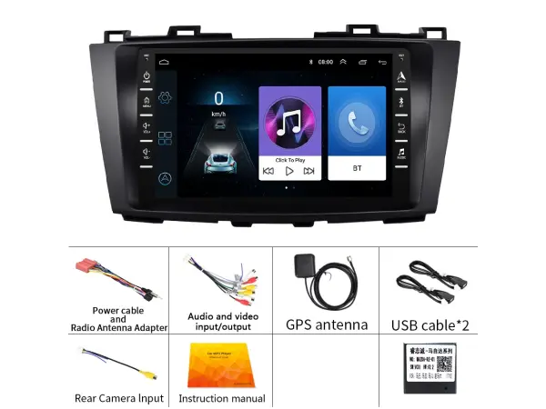 autoradio 9" q3494 android 10, podpora bt gps wifi pro mazda 5 2013-2017