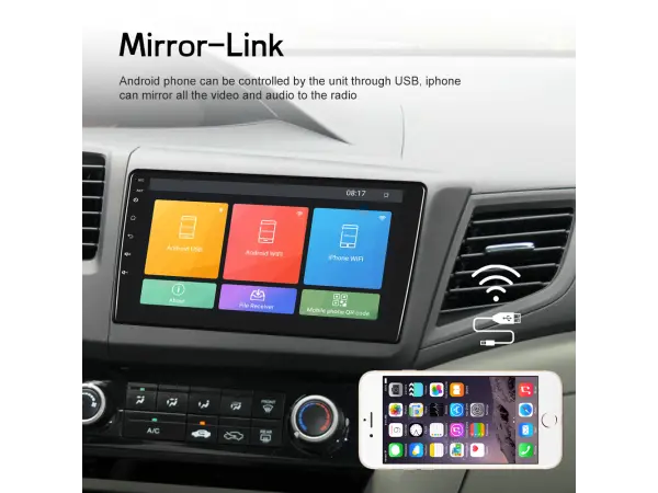 autoradio 9" q3602 android 10.1, podpora bt gps wifi pro honda civic 2012-2015
