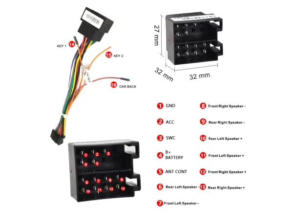 iso kabel y3097 k autoradiu podofo 16pin