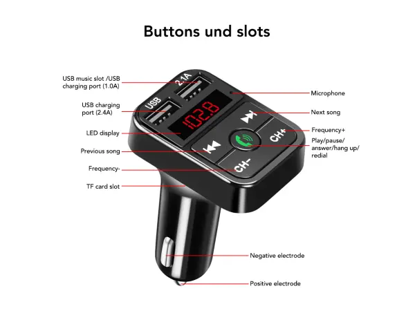 FM transmitter Z2085BK, Bluetooth Handsfree, MP3 p�ehr�va� do auta