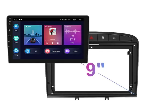 autoradio 9" lcd a3018 android 11 s rameckem a7086 pro peugeot 408 2013 (matna cerna)