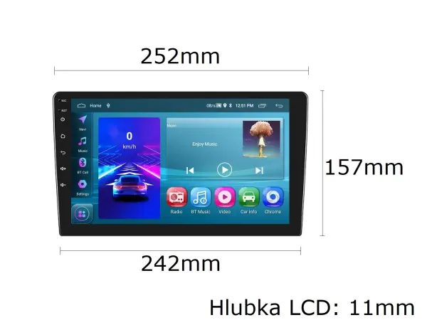 Autor�dio 10,1" LCD A3196 Android 13 s r�me�kem  A7146  pro Hyundai IX35 2010-2015 (matn� �ern�)
