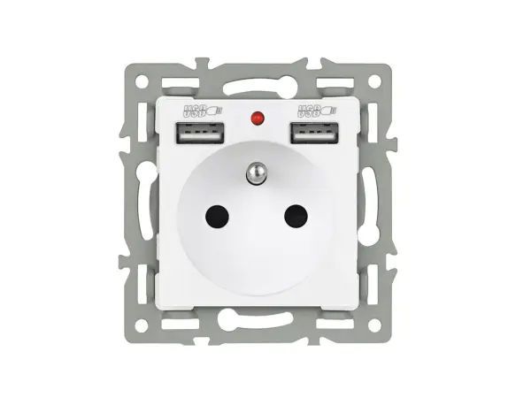 unic elektricka zasuvka 230v+2*usb 5v/2.1a plast bila