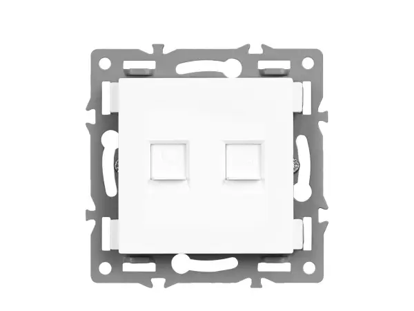 UNIC Z�suvka 2xRJ45 cat5 v r�me�ku, plast b�l�