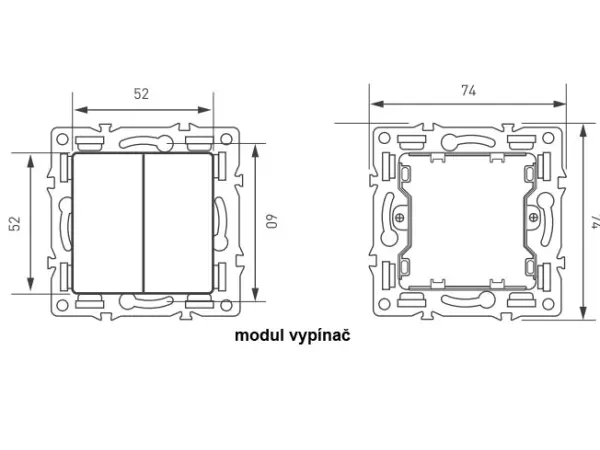 unic dvojvypinac lustrovy seriovy c.5 v ramecku 82mm, plast bily