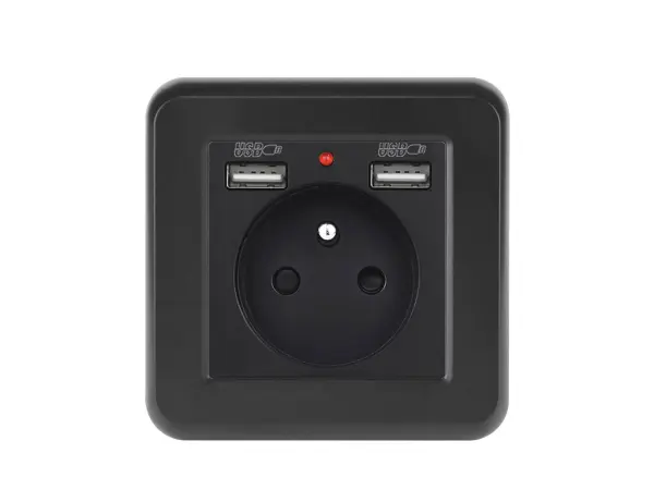 unic elektricka zasuvka 230v+2*usb 5v/2.1a plast cerna