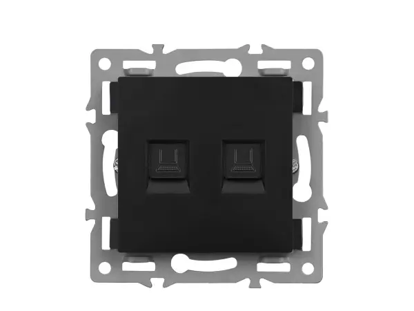 UNIC Zásuvka 2xRJ45 cat6 v rámečku, plast černý