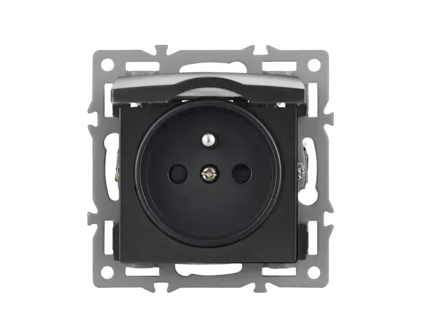 UNIC Elektrick� z�suvka 230V s krytem v r�me�ku 82mm, �ern� plast