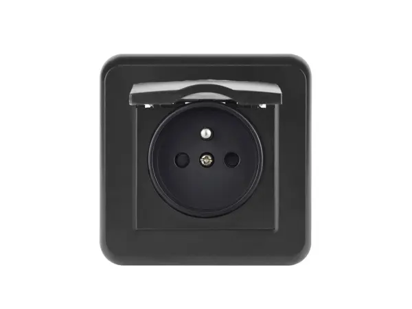 UNIC Elektrick� z�suvka 230V s krytem v r�me�ku 82mm, �ern� plast