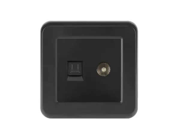 UNIC datov� z�suvka TV + RJ45 cat5  v r�me�ku, plast �ern�