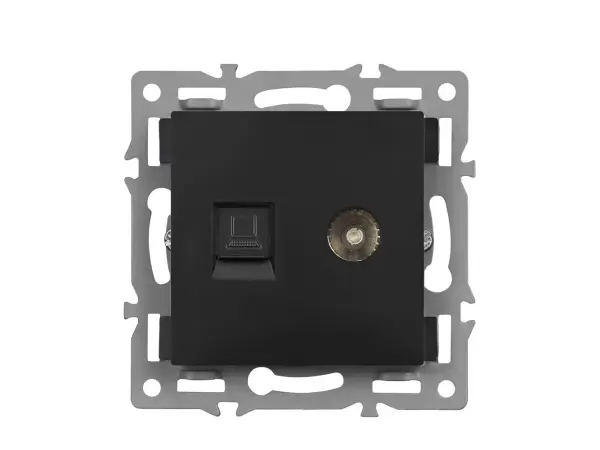 UNIC datov� z�suvka TV + RJ45 cat5  v r�me�ku, plast �ern�