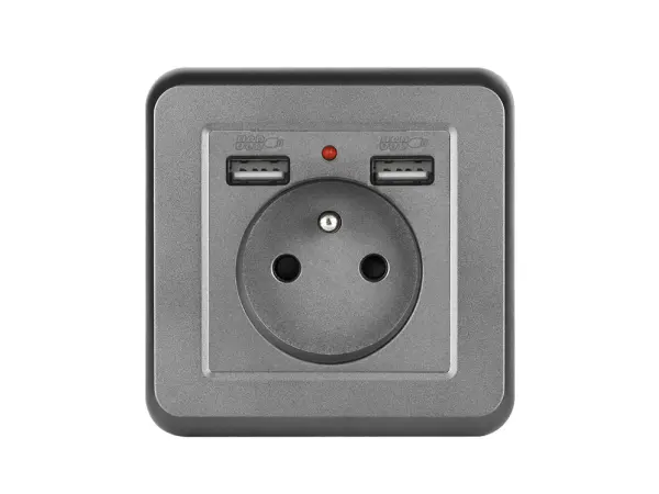 UNIC Elektrick� z�suvka 230V+2*USB 5V/2.1A plast �ed�