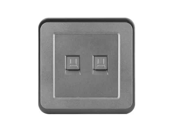 UNIC Z�suvka 2xRJ45 cat6 v r�me�ku, plast �ed�