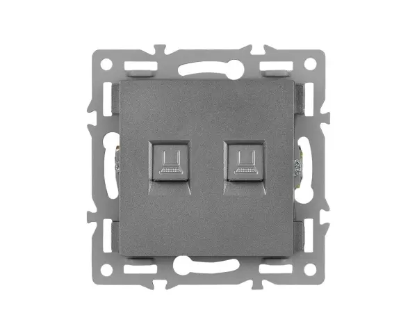 UNIC Z�suvka 2xRJ45 cat6 v r�me�ku, plast �ed�