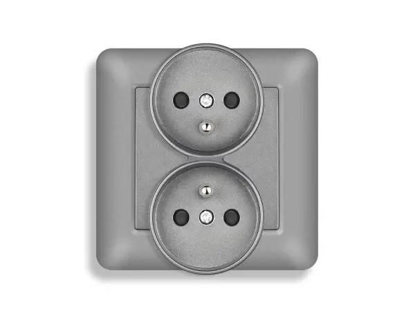 unic elektricka dvojzasuvka 2x230v seda plast