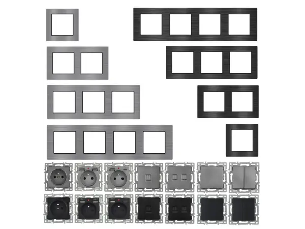unic zasuvka 2xrj45 cat5 v ramecku 82mm, cerna slitina hliniku