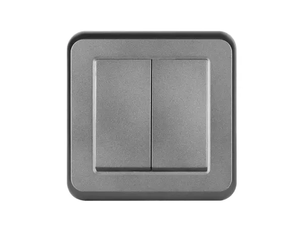 unic dvojvypinac lustrovy seriovy c.5 v ramecku 82mm, plast sedy