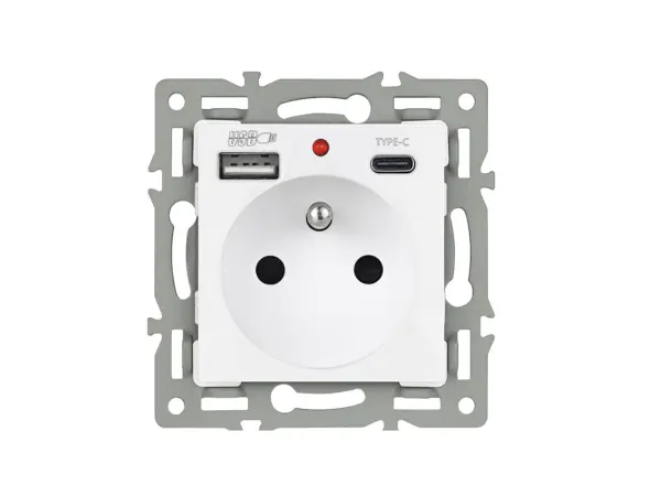 unic modul zasuvka mdz230usb+c5v bila pro ramecek 82mm