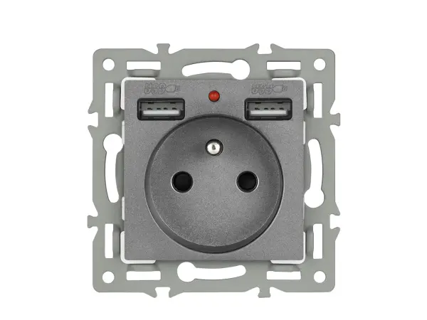 UNIC modul MDZ230USB25V z�suvka 230V+2*USB �ed� do r�me�ku 82mm