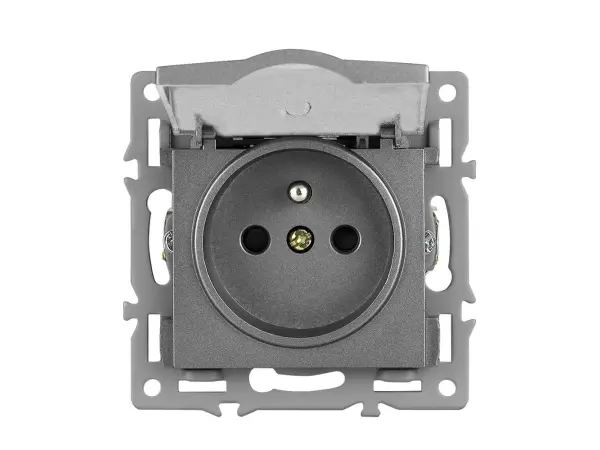 unic modul zasuvka mdz230vip44 16a s krytem, sedy do ramecku 82mm 