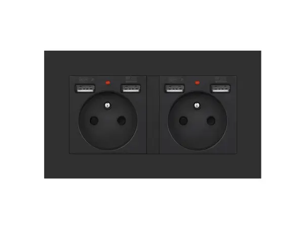 SRAN Elektrick� z�suvka 2x230V+4xUSB 5V/2.1A  v r�me�ku plast �ern�