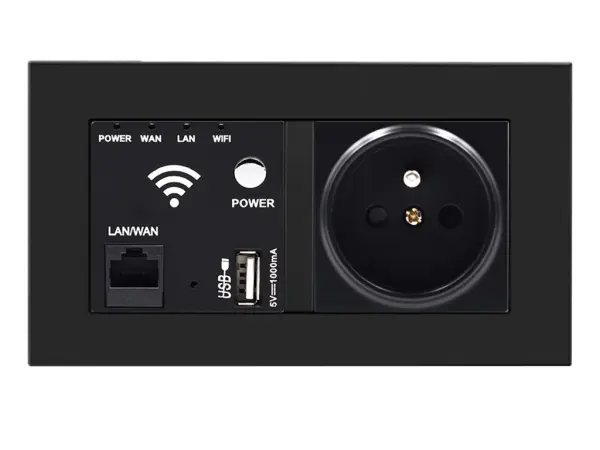 sran zasuvka wifi socket + zasuvka 230v 16a v ramecku, plast cerny