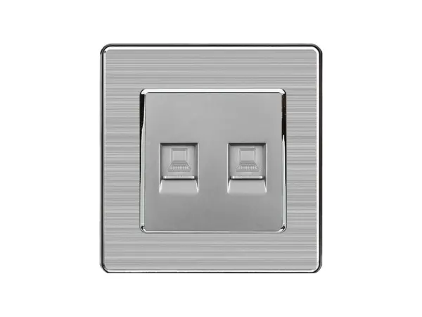 sran zasuvka 2xrj45 v ramecku nerez ocel