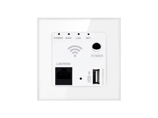 sran wifi socket bila v ramecku, sklo bily