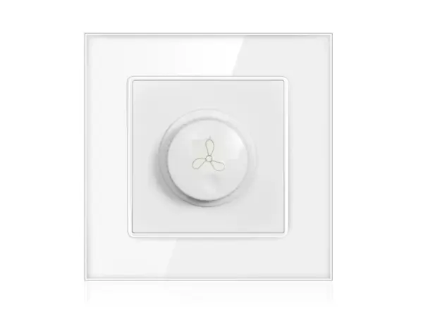 sran vypinac s regulatorem pro vetrak/ventilaci vcetne ramecku, sklo bily