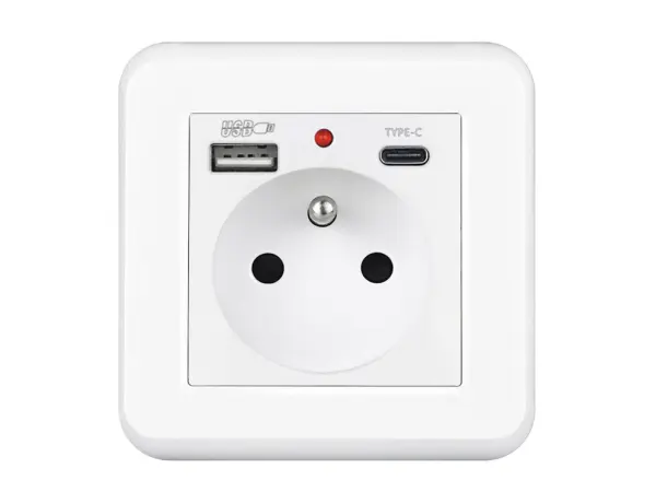 unic elektricka zasuvka 230v+usb+usb c 5v/2,1a vcetne ramecku, plast bila