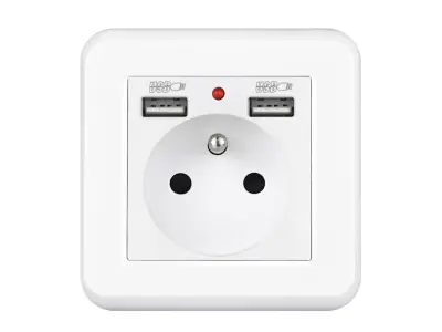 UNIC Elektrick� z�suvka 230V+2*USB 5V/2.1A plast b�l�