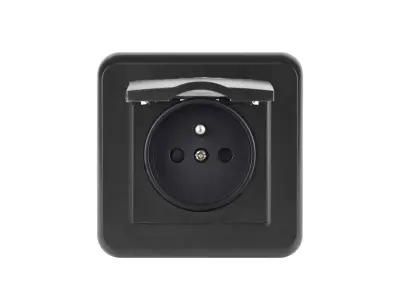 UNIC Elektrick� z�suvka 230V s krytem, �ern� plast