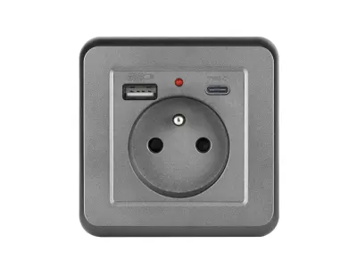 UNIC Z�suvka 230V+USB+USB C 5V/2,1A v�etn� r�me�ku, plast �ed�